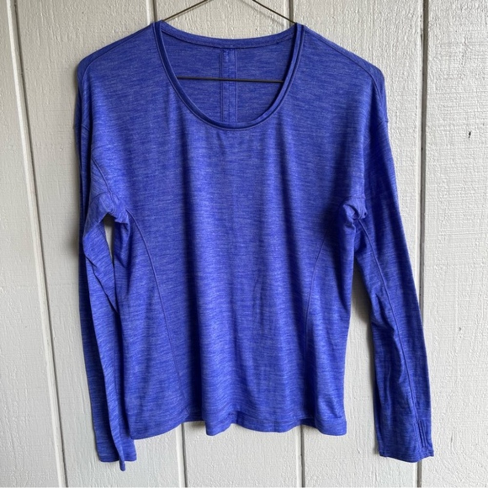 Lululemon On The Run Long Sleeve T Shirt Heathered Sapphire Blue - Picture 1 of 6